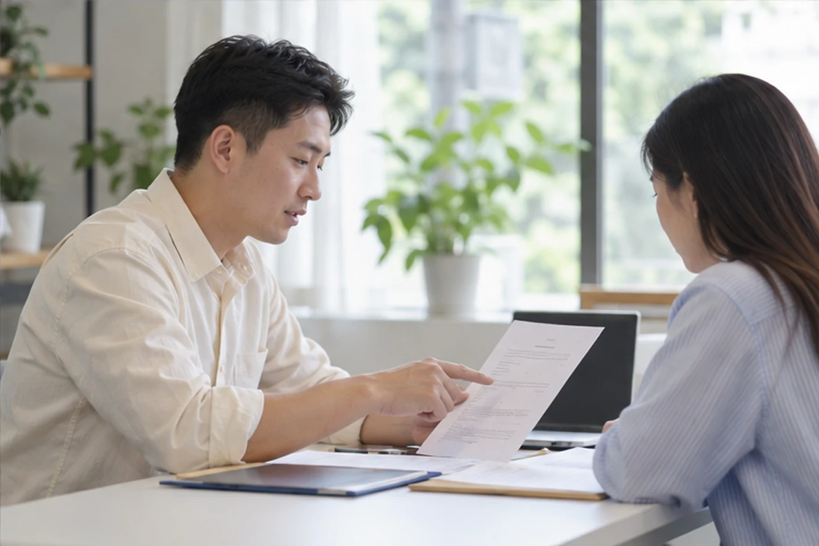 核对注册公司资料与办理事项的服务场景示意