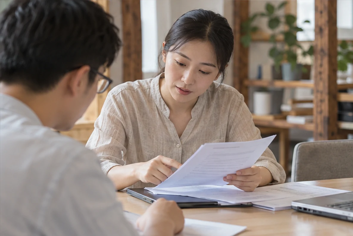 核对注册公司资料与办理事项的服务场景示意