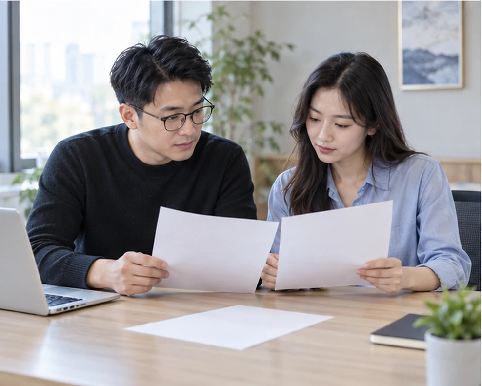 核对注册公司资料与办理事项的服务场景示意