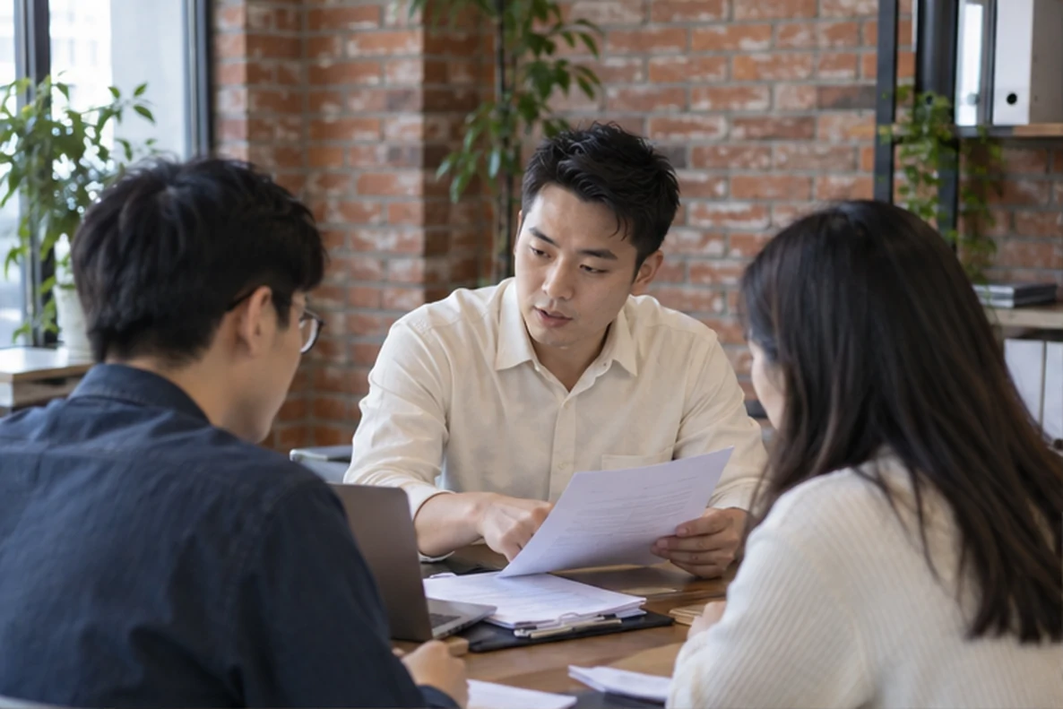 核对注册公司资料与办理事项的服务场景示意