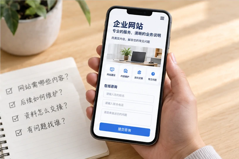 企业网站展示业务与服务信息的场景示意
