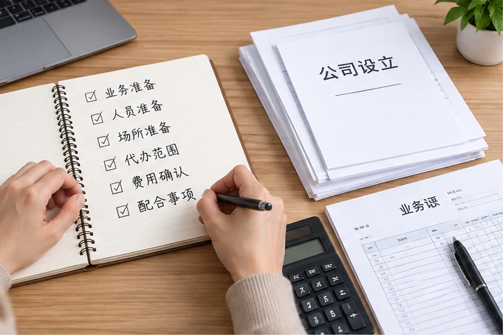 创业者一起整理开办计划的服务场景示意