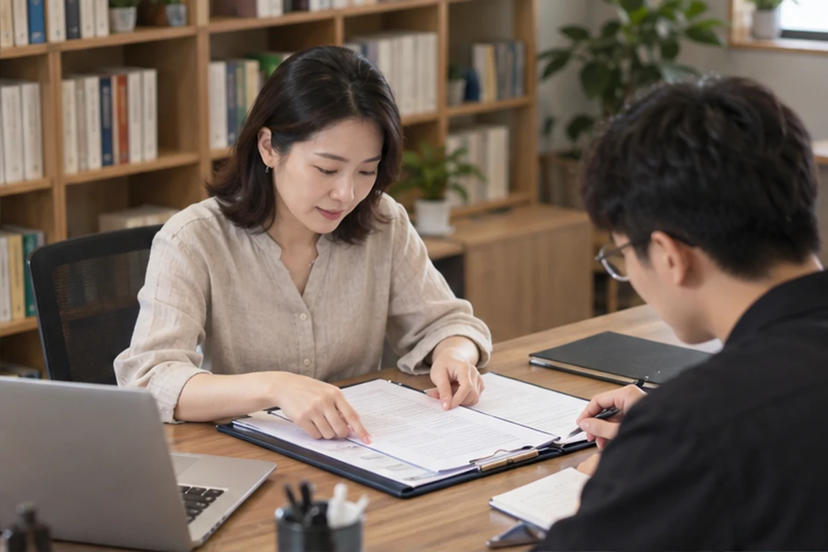 核对注册公司资料与办理事项的服务场景示意