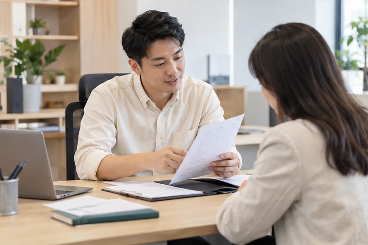 核对注册公司资料与办理事项的服务场景示意