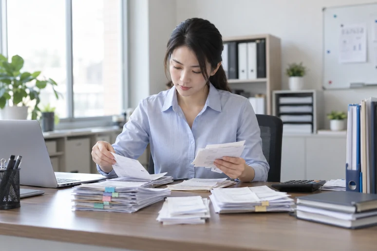 整理企业票据与日常账务资料的服务场景示意