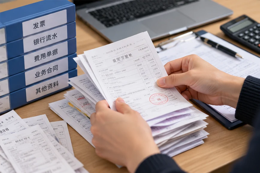 整理企业票据与日常账务资料的服务场景示意