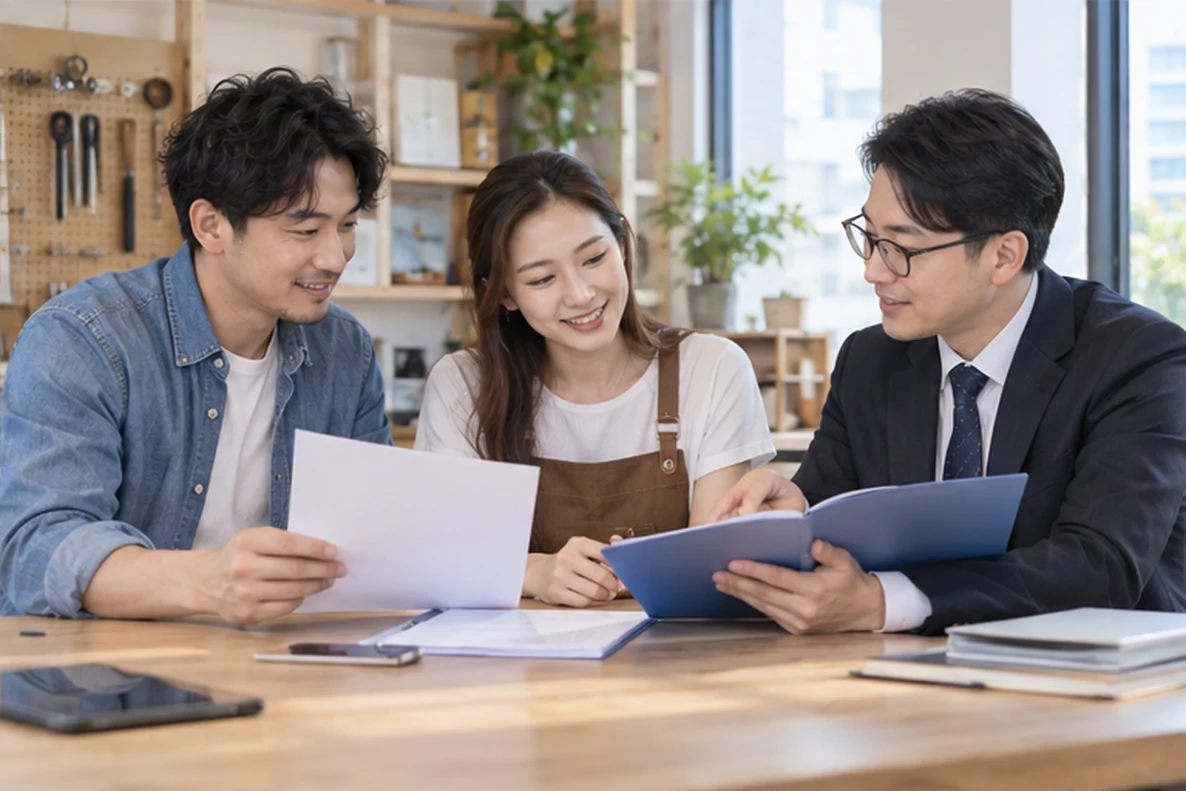 核对注册公司资料与办理事项的服务场景示意