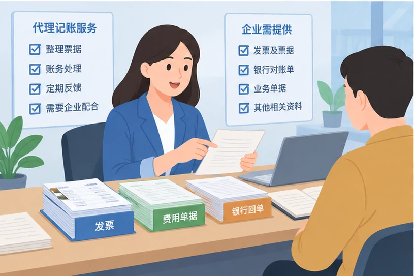 整理企业票据与日常账务资料的服务场景示意
