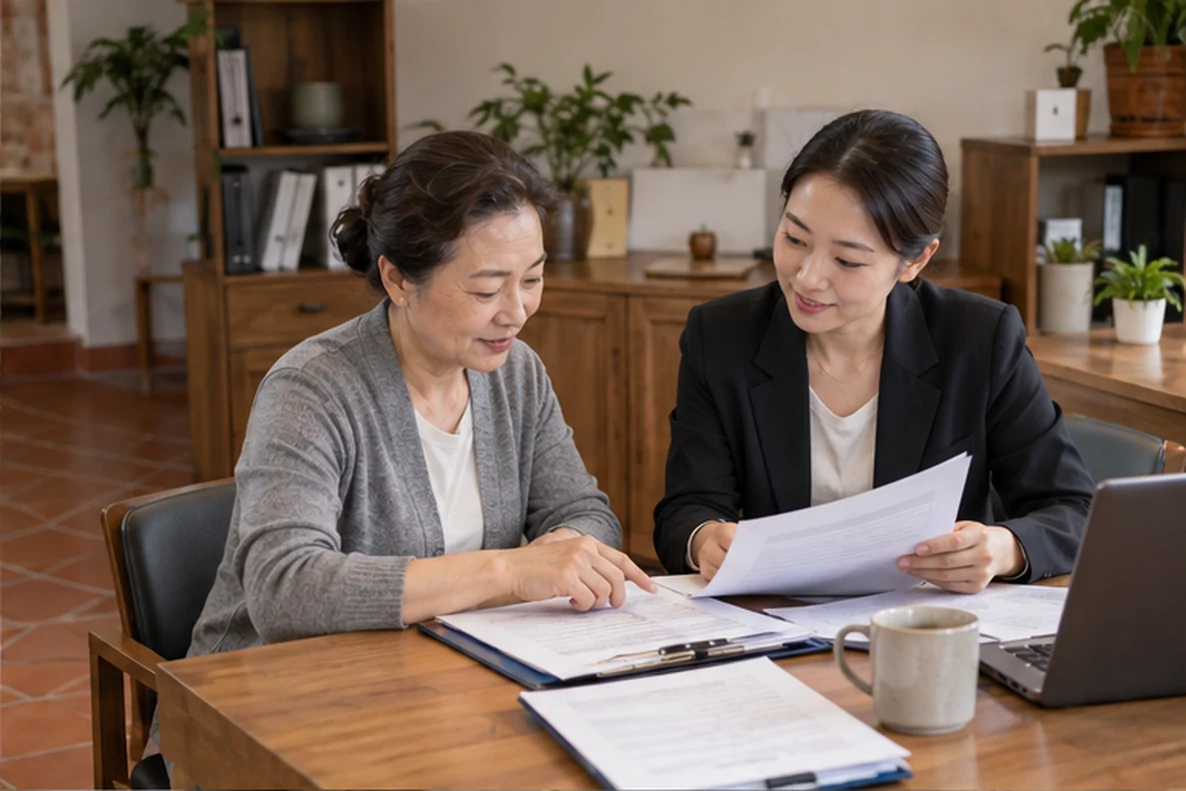 核对注册公司资料与办理事项的服务场景示意