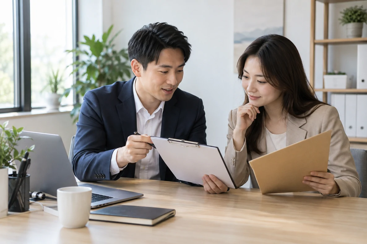 核对注册公司资料与办理事项的服务场景示意