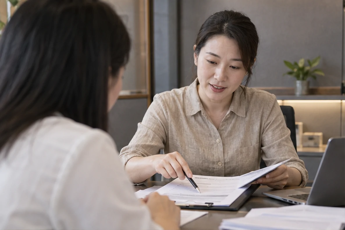 核对注册公司资料与办理事项的服务场景示意