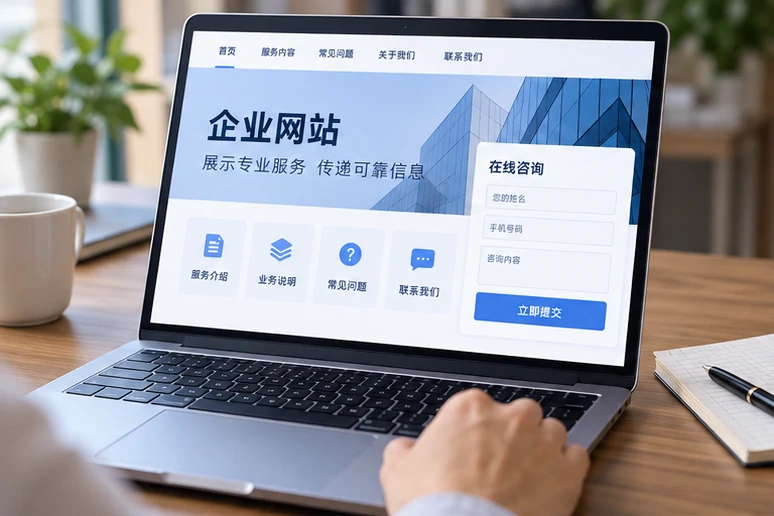 企业网站展示业务与服务信息的场景示意