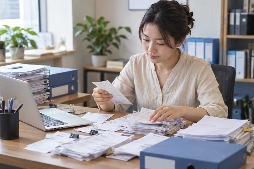 整理企业票据与日常账务资料的服务场景示意