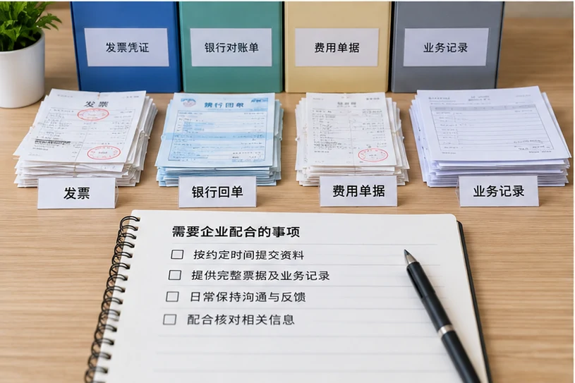 整理企业票据与日常账务资料的服务场景示意