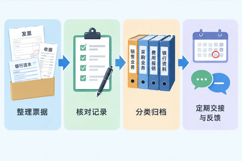 整理企业票据与日常账务资料的服务场景示意