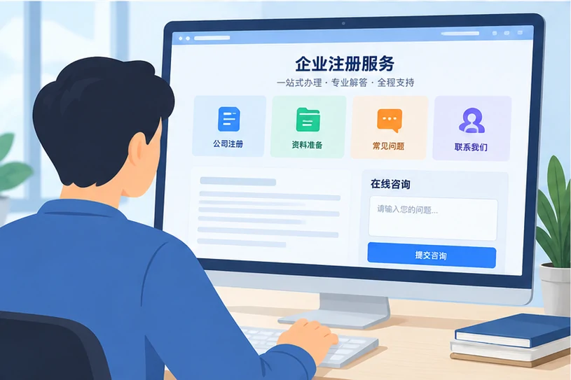 企业网站展示业务与服务信息的场景示意