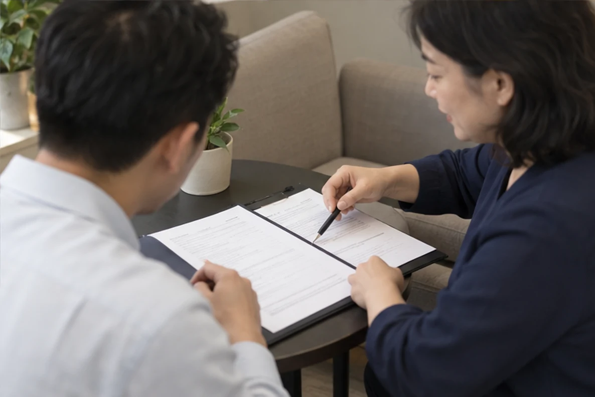 核对注册公司资料与办理事项的服务场景示意
