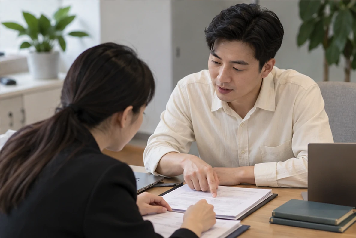 核对注册公司资料与办理事项的服务场景示意
