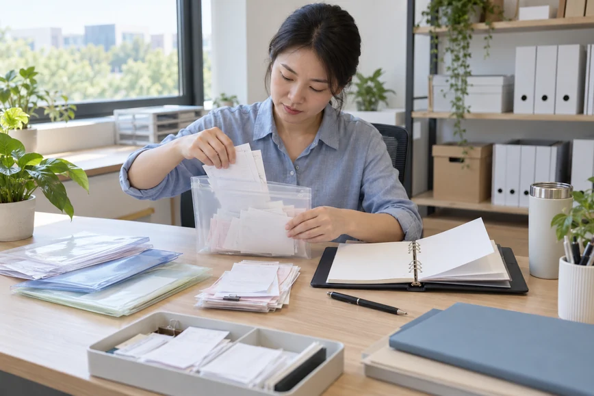 整理企业票据与日常账务资料的服务场景示意