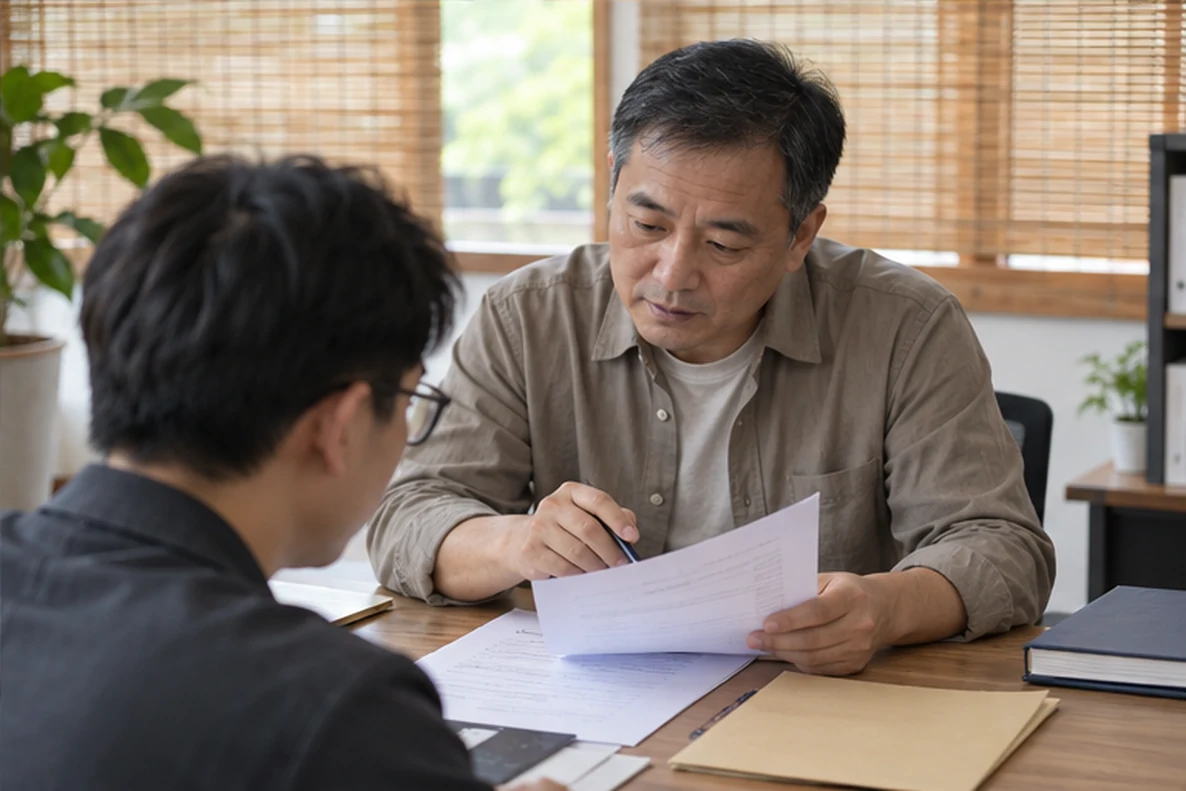 核对注册公司资料与办理事项的服务场景示意