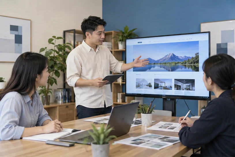 企业网站展示业务与服务信息的场景示意