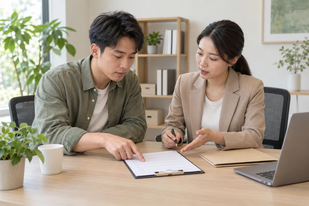 核对注册公司资料与办理事项的服务场景示意