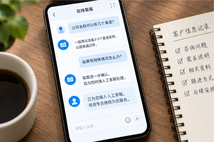 在线客服接待与咨询整理的服务场景示意