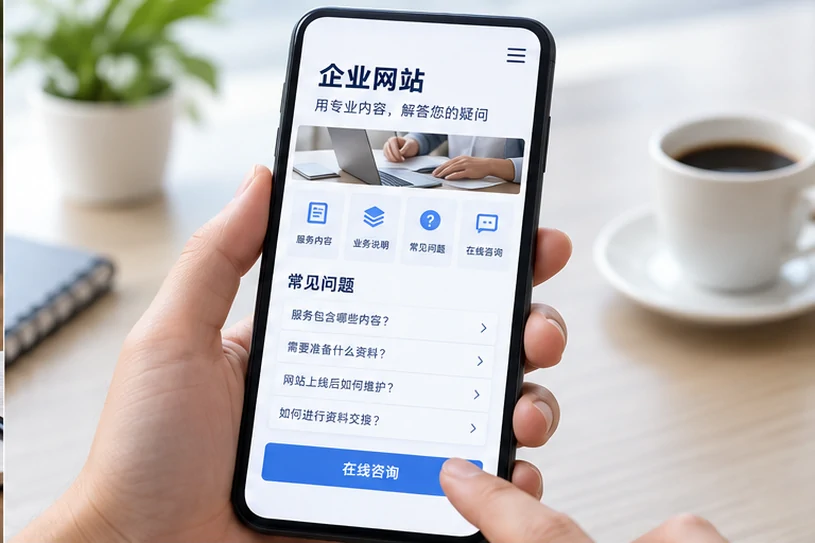 企业网站展示业务与服务信息的场景示意