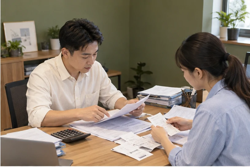 整理企业票据与日常账务资料的服务场景示意
