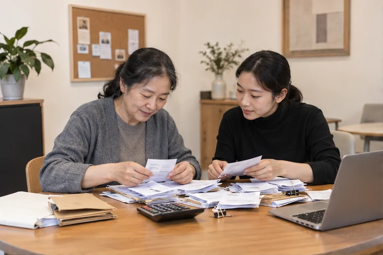 整理企业票据与日常账务资料的服务场景示意