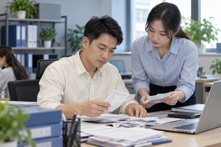 整理企业票据与日常账务资料的服务场景示意
