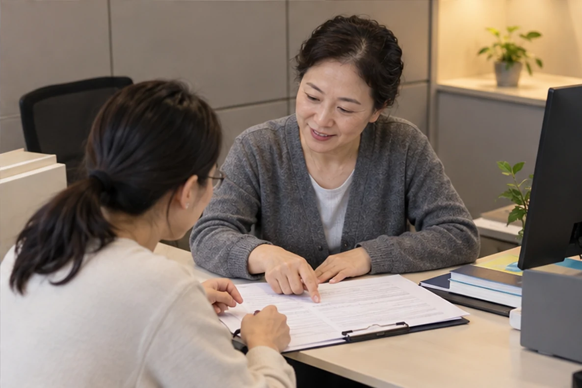 核对注册公司资料与办理事项的服务场景示意