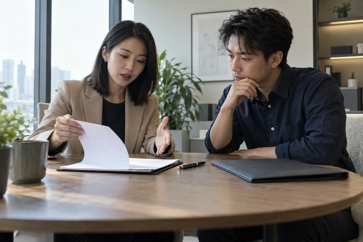 核对注册公司资料与办理事项的服务场景示意