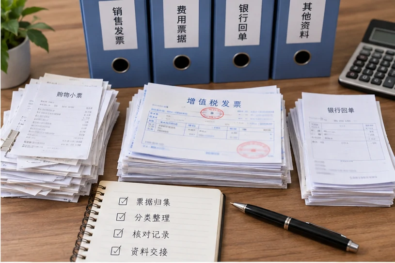 整理企业票据与日常账务资料的服务场景示意