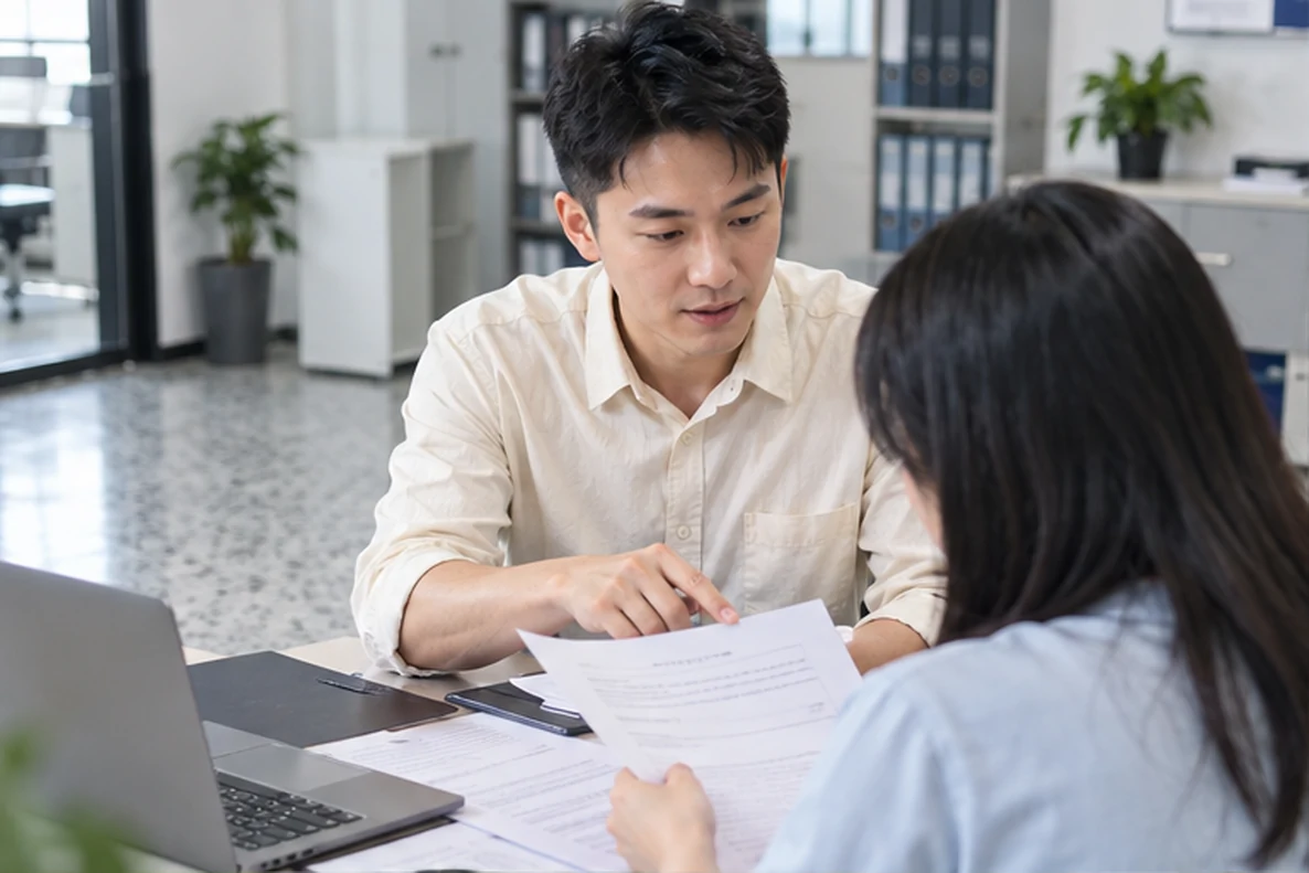 核对注册公司资料与办理事项的服务场景示意