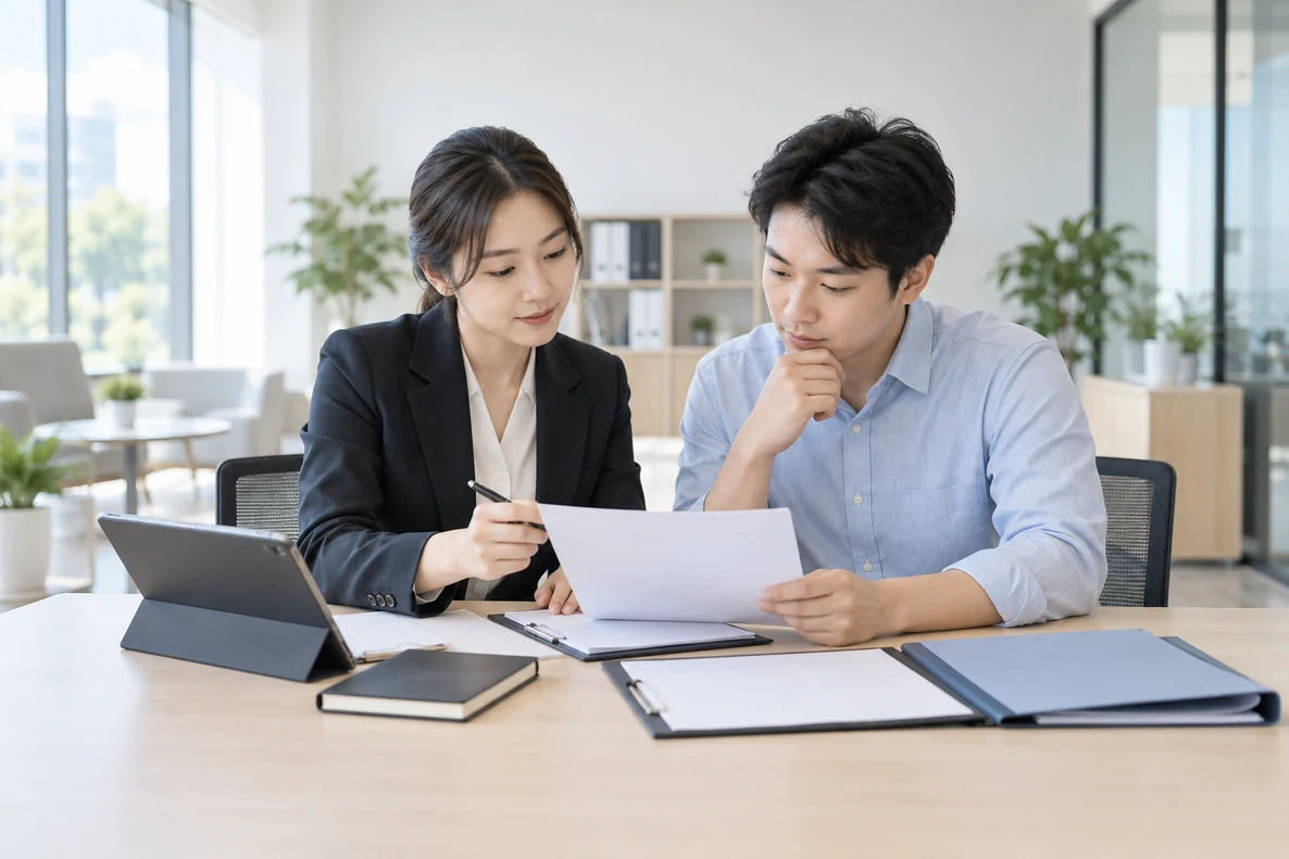 核对注册公司资料与办理事项的服务场景示意