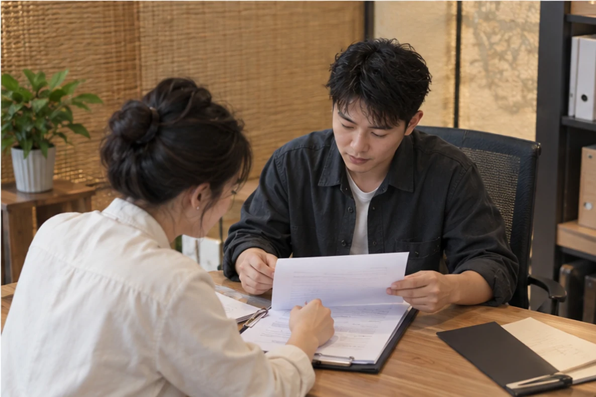 核对注册公司资料与办理事项的服务场景示意