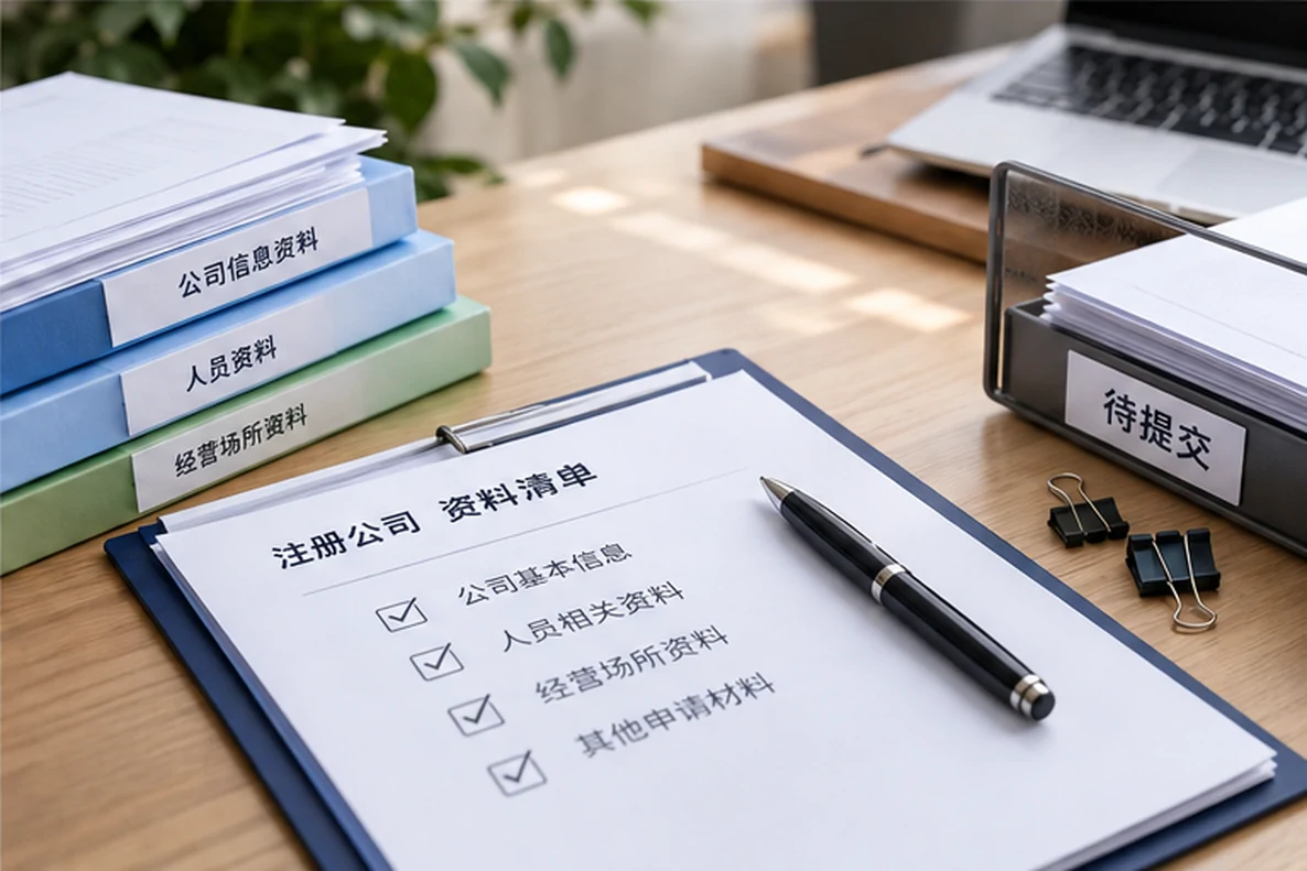 核对注册公司资料与办理事项的服务场景示意