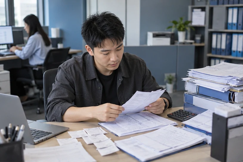 整理企业票据与日常账务资料的服务场景示意
