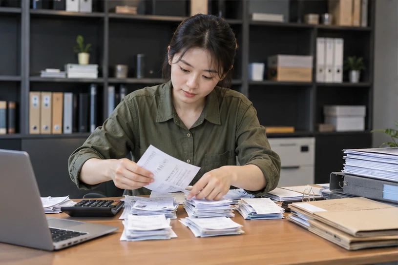 整理企业票据与日常账务资料的服务场景示意