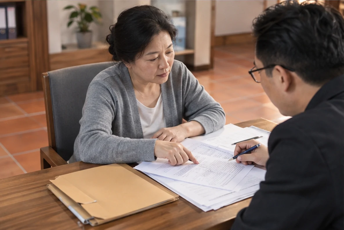 核对注册公司资料与办理事项的服务场景示意