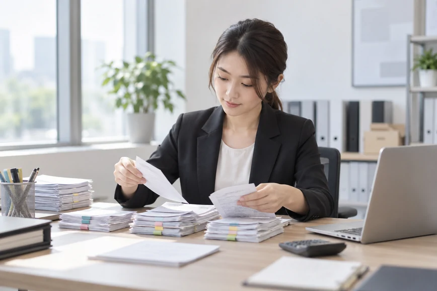 整理企业票据与日常账务资料的服务场景示意