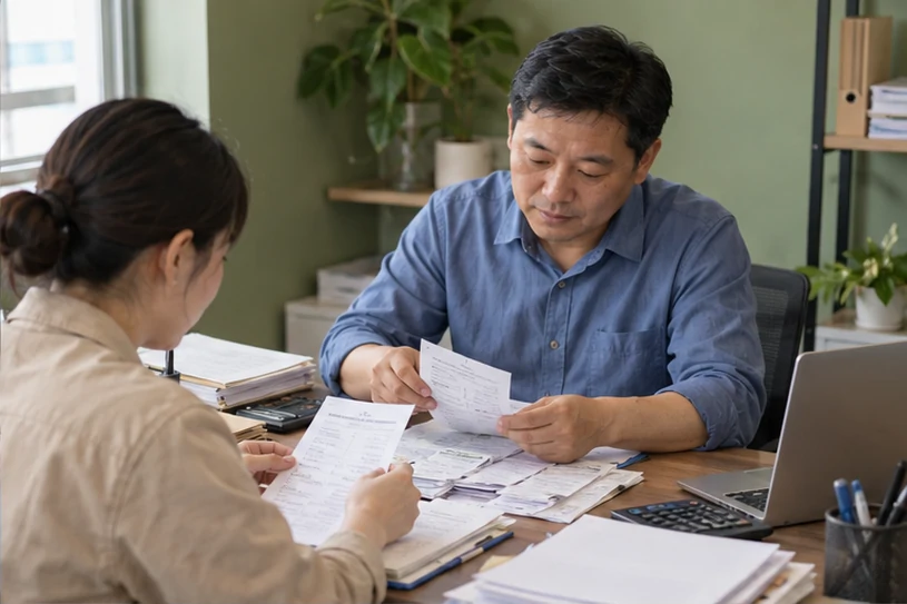 整理企业票据与日常账务资料的服务场景示意
