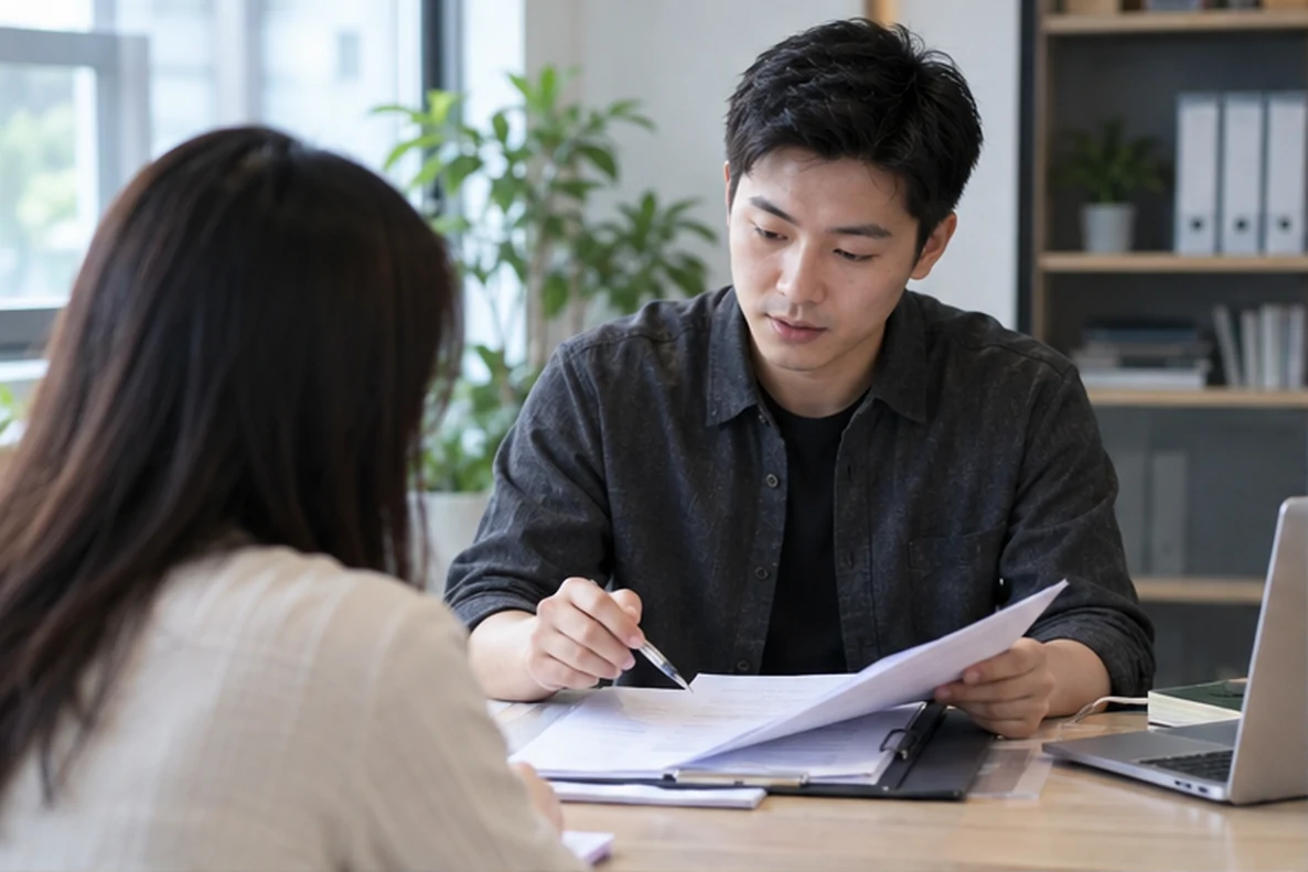 核对注册公司资料与办理事项的服务场景示意