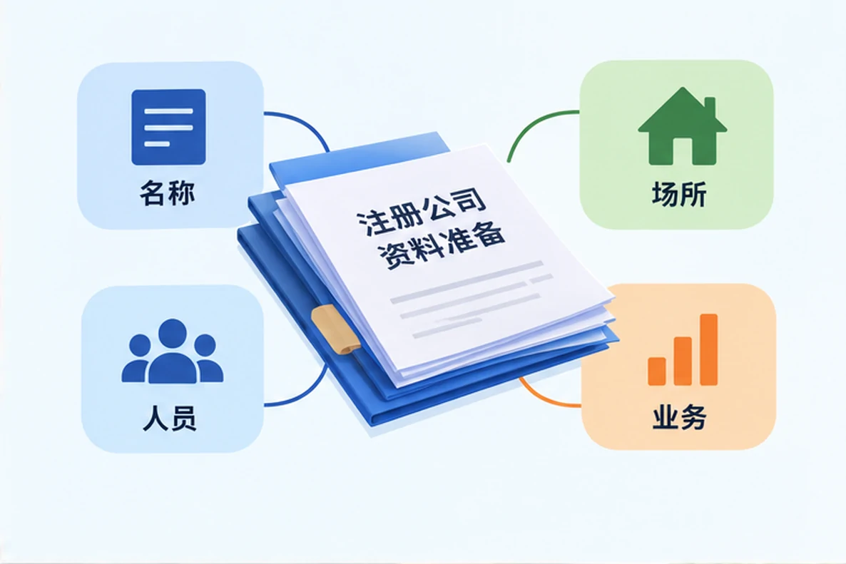 核对注册公司资料与办理事项的服务场景示意