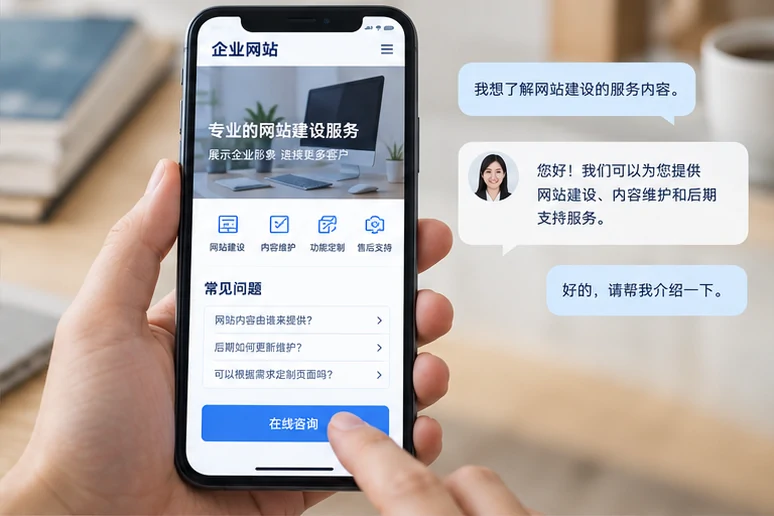 企业网站展示业务与服务信息的场景示意