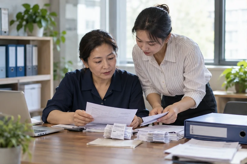 整理企业票据与日常账务资料的服务场景示意