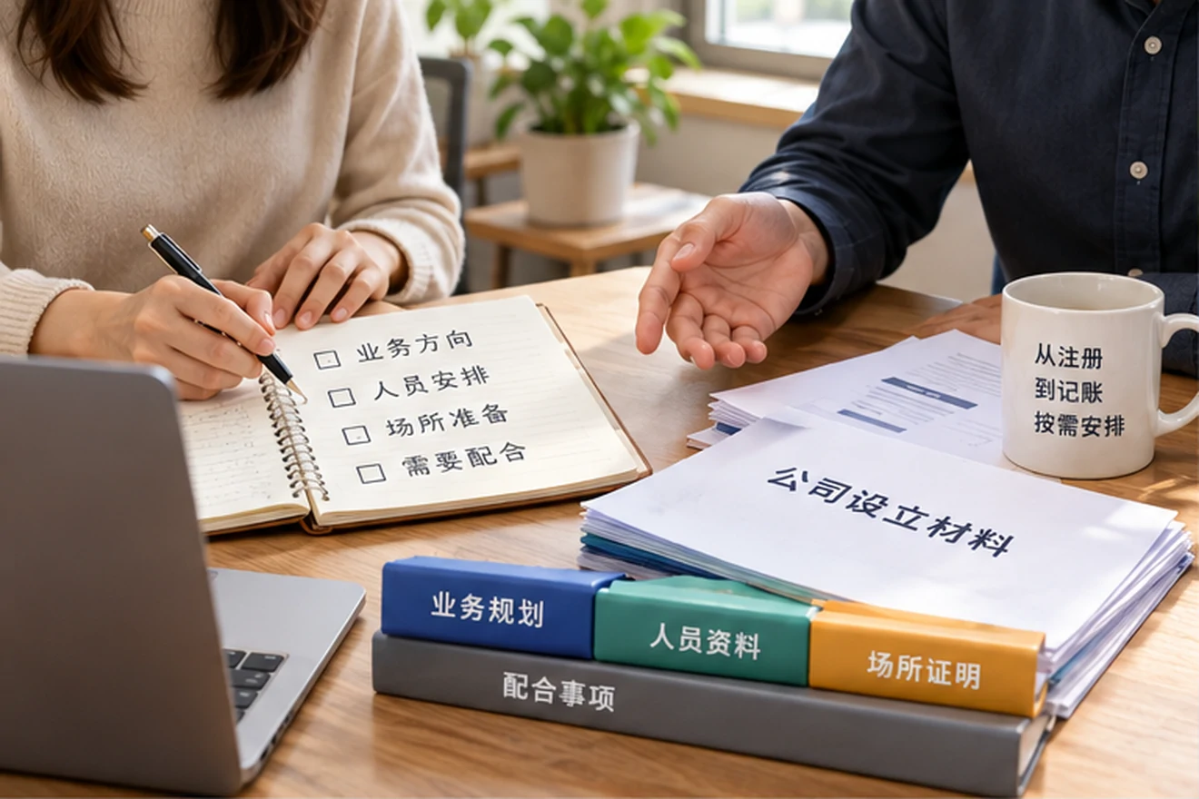 创业者一起整理开办计划的服务场景示意