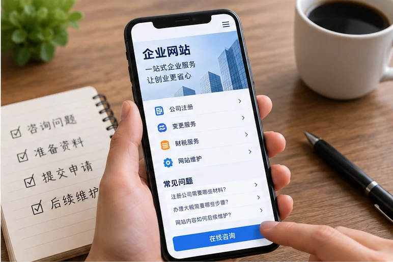 企业网站展示业务与服务信息的场景示意