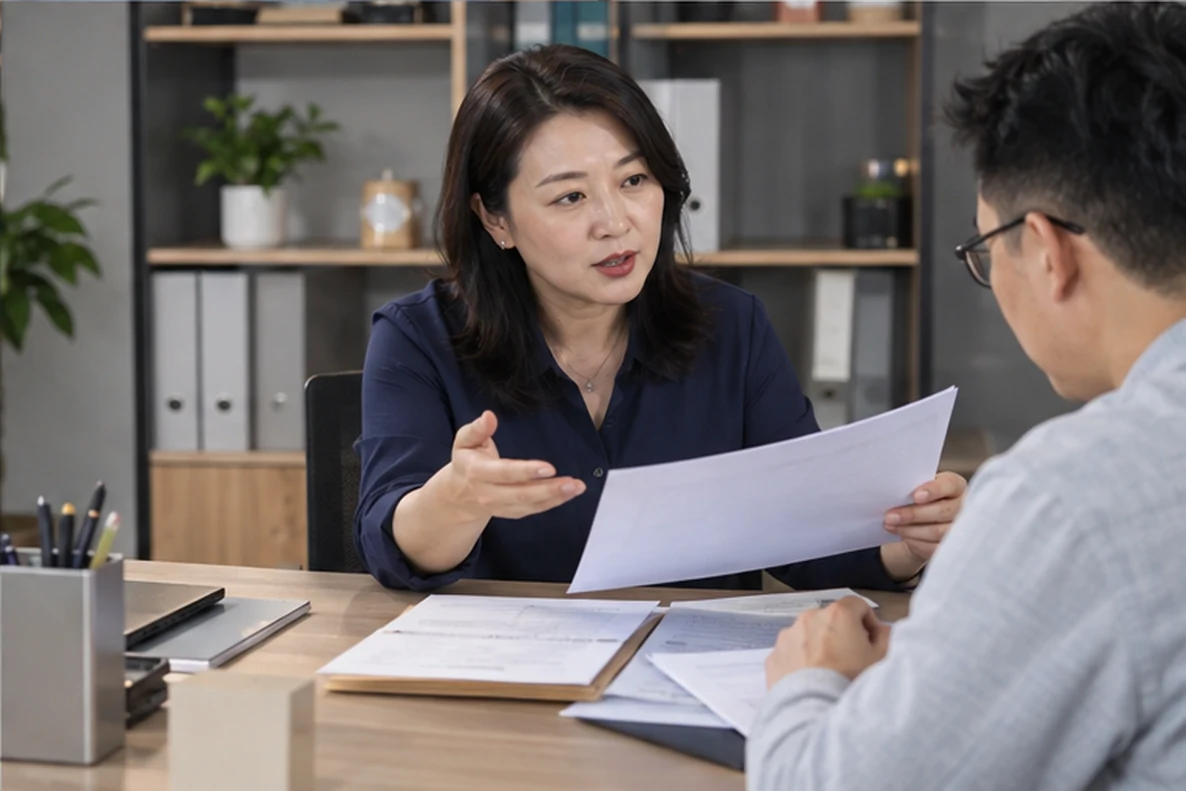 核对注册公司资料与办理事项的服务场景示意